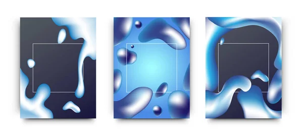 Ensemble Gabarits Professionnels Design Flyer Avec Illustration Abstraite Art Fluide — Image vectorielle
