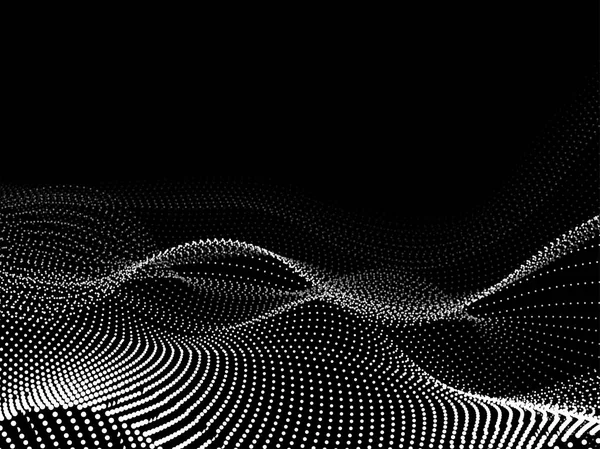 Абстрактні Цифрові Хвилясті Частинки Чорному Тлі — стоковий вектор