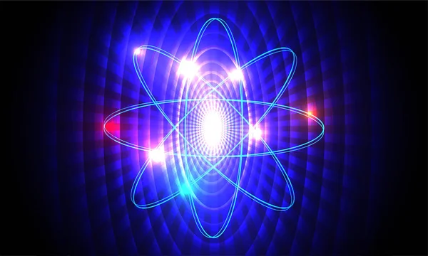 Wissenschaftlich Technisches Konzept Atomare Struktur Mit Kern Auf Blauem Abstrakten — Stockvektor