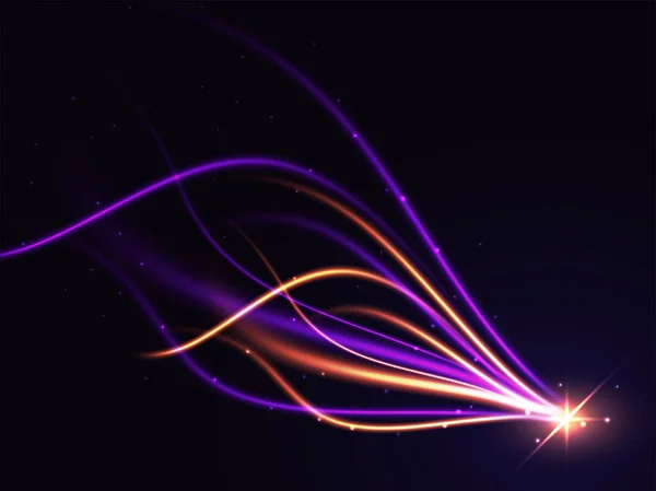 Абстрактні Блискучі Світлові Хвилі Чорному Тлі — стоковий вектор