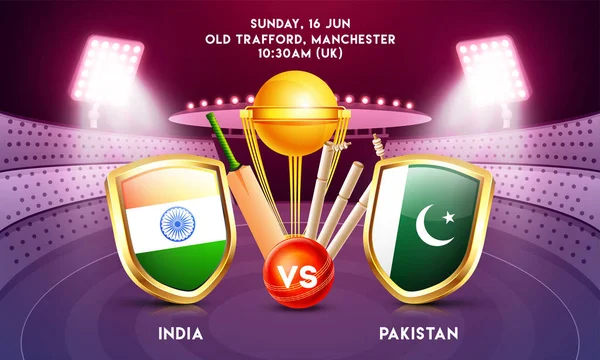 Publicidade Banner Design Cartaz Com Cricket Torneio Participante País Índia — Vetor de Stock