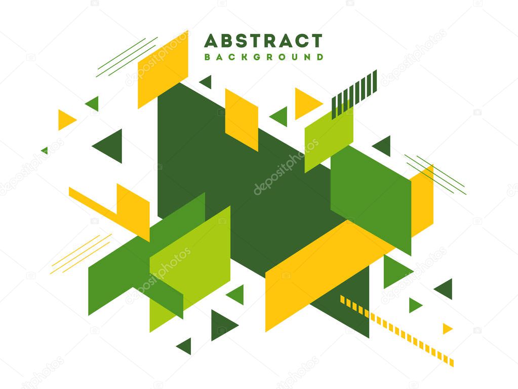 Abstract background with yellow and green geometrical elements.