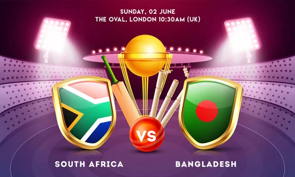 Cricket Turnering Deltagare Landet Sydafrika Bangladesh Med Illustration Champion Trophy — Stock vektor