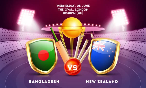 Diseño Banner Publicitario Con País Participante Del Torneo Cricket Bangladesh — Archivo Imágenes Vectoriales