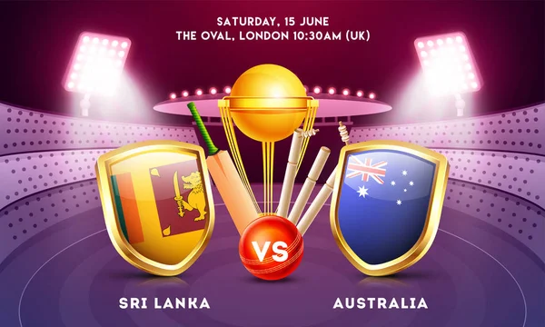 Banner Poster Design Cricket Tournament Participant Country Sri Lanka Australia — Stock Vector