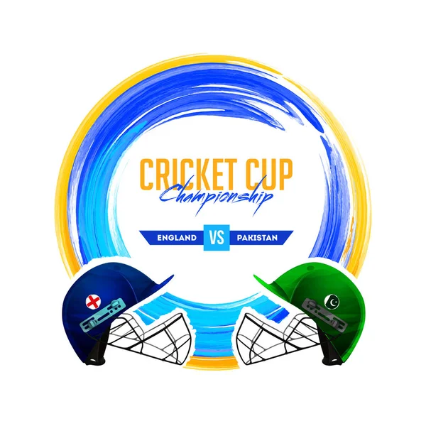 Jogo Críquete Entre Inglaterra Paquistão Com Ilustração Capacetes Traje Críquete —  Vetores de Stock