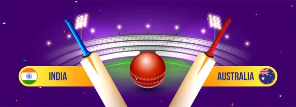 Sitio Web Encabezado Banner Diseño Partido Cricket Entre India Australia — Vector de stock