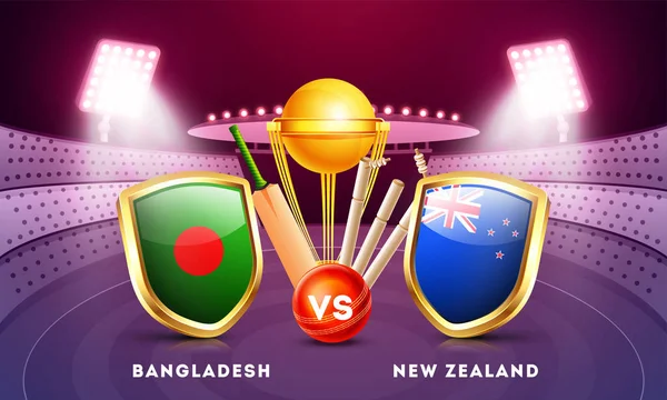 Diseño Banner Publicitario Con País Participante Del Torneo Cricket Bangladesh — Vector de stock