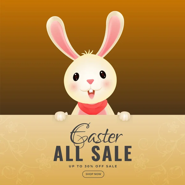 Vente Pâques Affiche Bannière Design Avec Illustration Lapin Mignon Offre — Image vectorielle