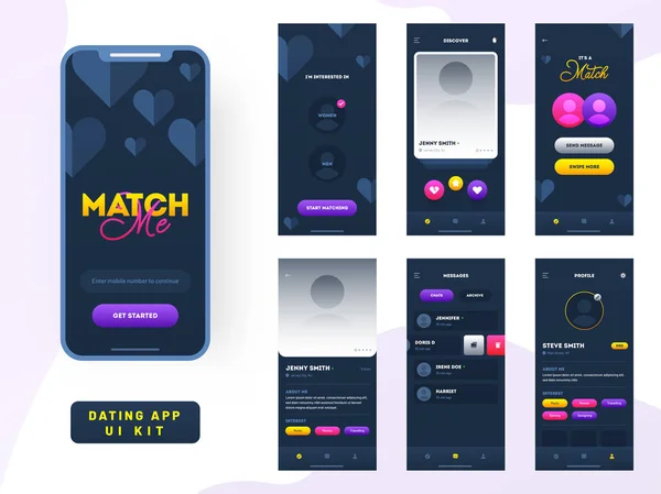 Dating App Kit Für Reaktionsschnelle Mobile App Oder Website Mit — Stockvektor