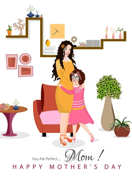 Projeto Cartão Saudação Feliz Dia Das Mães Com Ilustração Caráter — Vetor de Stock