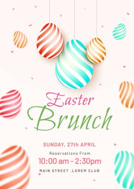 Paskalya Brunch şablonu veya davetiye kartı tasarım, illüstrasyon o