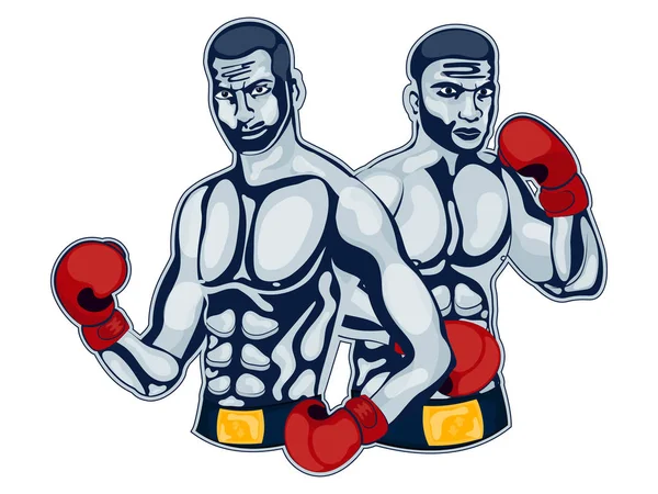 Karaktären av två boxare i olika pose. — Stock vektor