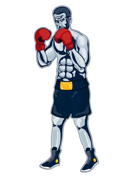 Boxer personnage dans la pose de jeu . — Image vectorielle