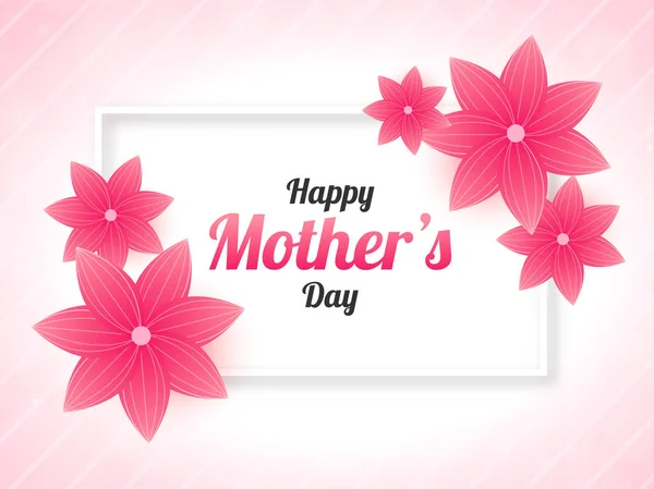 Projeto de cartão de saudação Feliz Dia das Mães decorado com fluxo rosa — Vetor de Stock