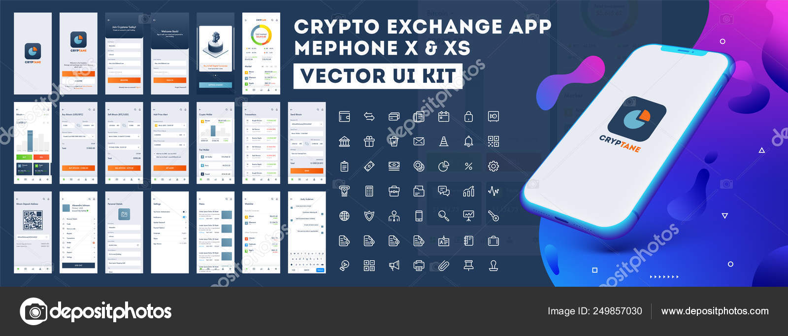 Crypto App UI Kit for responsive mobile app or website with diff Stock  Vector by ©alliesinteract 249857030