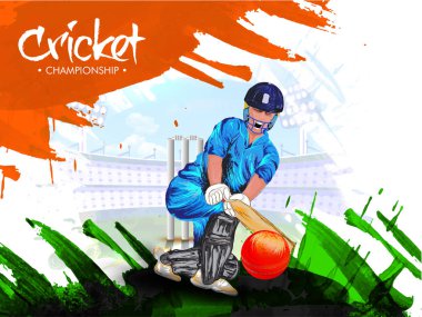 Kriket Şampiyonası posteri veya başlığı tasarım illüstrasyon o ile