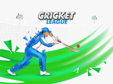 Kriket Ligi başlık sayfası veya poster tasarımı yarasa çizim ile