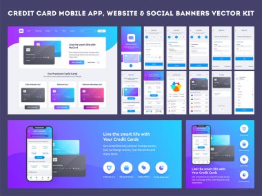 Web sitesi menü ile online ödeme veya kredi kartları app kullanıcı arabirimi kit gibi