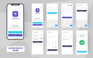 Tel kafes UI, Ux ve GUI düzeni farklı giriş ekranları Inc ile