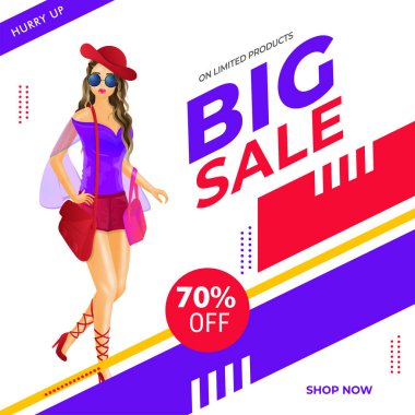 Büyük satış posteri veya başlığı çizmek ile % 70 indirim teklif ve hasta