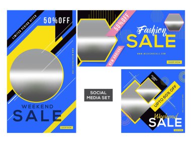 Hafta sonu satış başlık sayfası, poster veya farklı di ile tasarım şablonu
