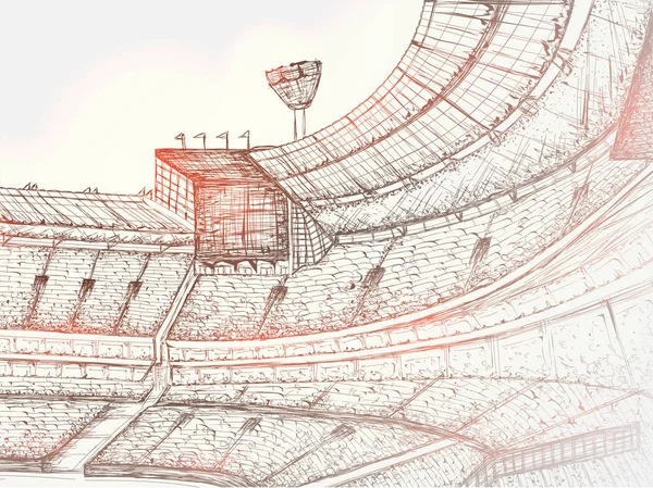 Ilustración dibujada a mano del fondo del estadio de cricket, puede ser nosotros — Archivo Imágenes Vectoriales