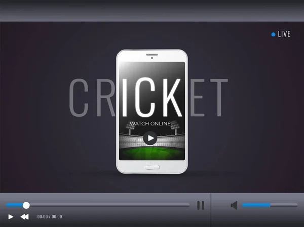 Pantalla de reproducción de vídeo en directo con ilustración de smartphone — Archivo Imágenes Vectoriales