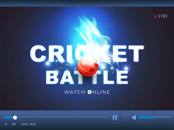 Live-Streaming-Videospielbildschirm für Cricket-Meisterschaft Veranstaltung — Stockvektor