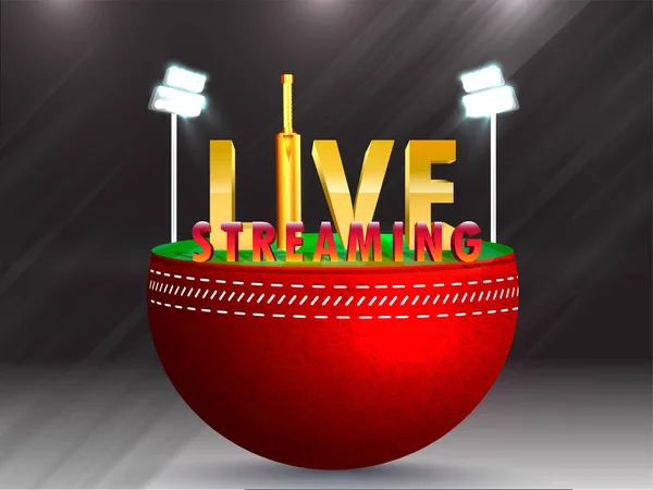 Emblema creativo live streaming con testo 3d e stadio notturno il — Vettoriale Stock