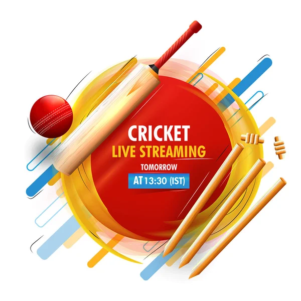 Live-Streaming Cricket-Banner oder Poster-Design mit Cricket equi — Stockvektor