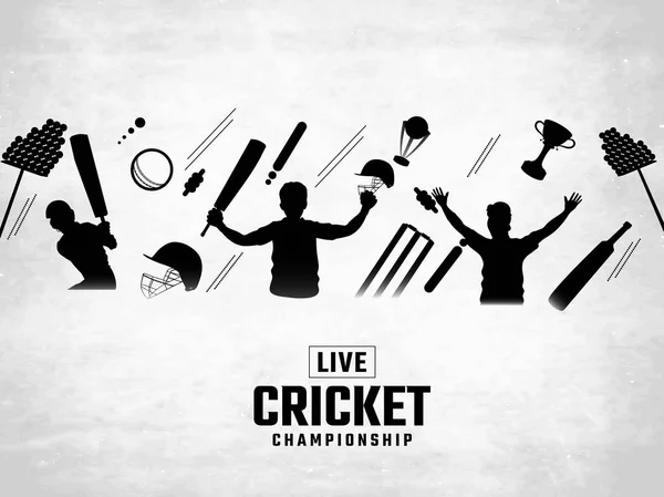 Live Cricket Championship banner or poster design, cricket playe — Stock Vector