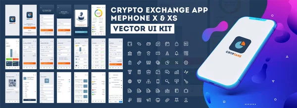 Krypto App Ui Kit för lyhörd mobil app eller webbplats med diff — Stock vektor