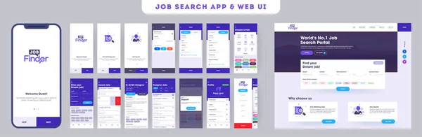 Praca wyszukiwanie zestaw interfejsu użytkownika aplikacji dla interaktywnych aplikacji mobilnych lub stronie internetowej wi — Wektor stockowy