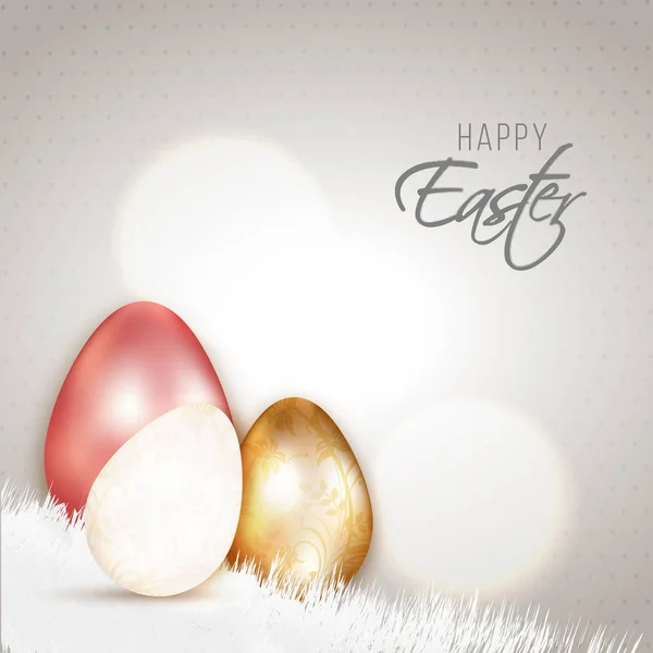 Λαμπερά αυγά Πάσχας σε αφηρημένη bokeh φόντο για καλό Πάσχα — Διανυσματικό Αρχείο