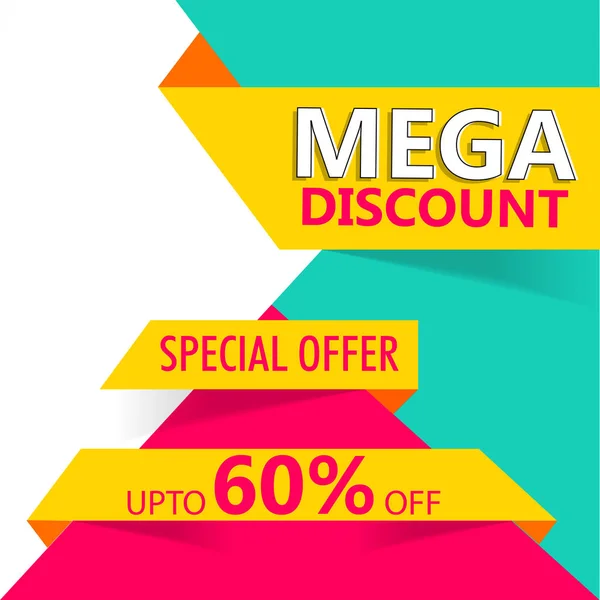 Hasta 60% oferta de descuento para Mega Venta banner o diseño de póster . — Vector de stock