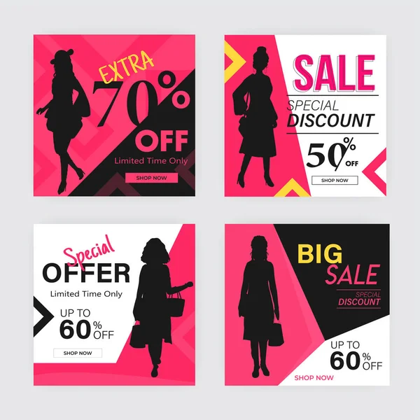 Big Sale template or poster set with different discount offers. — Stock Vector