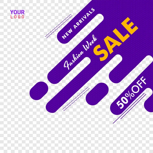 Moda semana venda cartaz ou banner design, 50% oferta de desconto em — Vetor de Stock