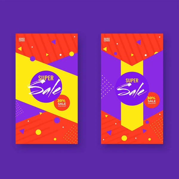 Conjunto de plantilla de Super venta o diseño de volante con 30% descuento — Vector de stock