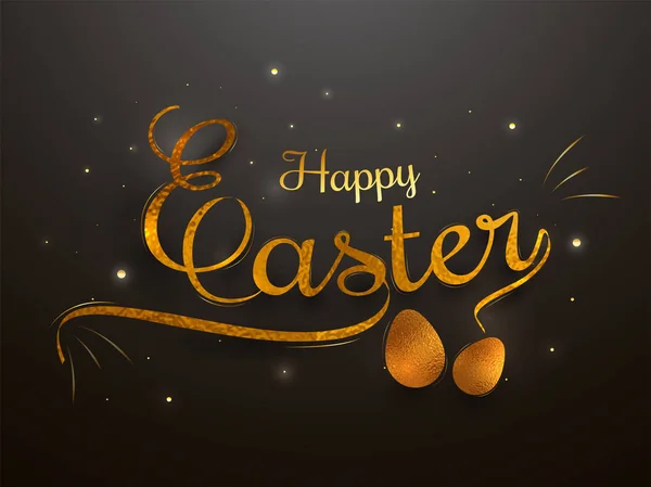 Elegante caligrafía de feliz Pascua con huevos marrones ilustración — Vector de stock