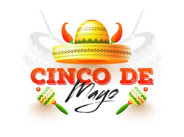Cinco De Mayo vektör gerçekçi el ilanı veya poster tasarımı beyaz b