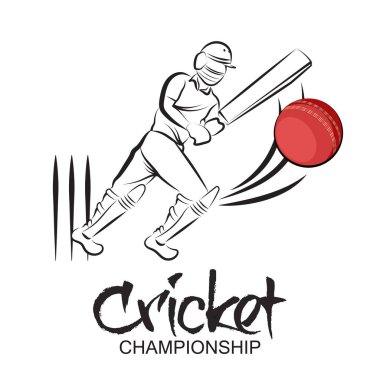 Kriket Şampiyonası poster veya el ilanı tasarımı çizimi ile