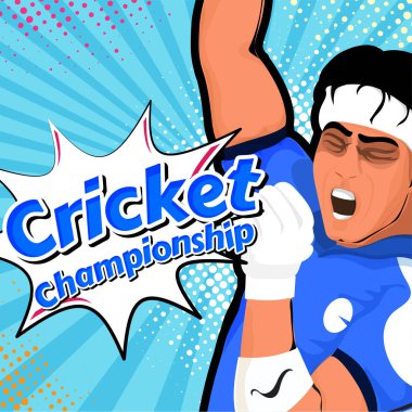 Kriket oyuncusu kesmemiz için arka plan ile kazanan poz