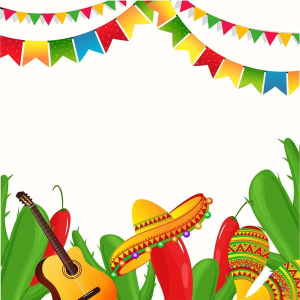 Yaratıcı fiesta parti el ilanı tasarımı ile gitar illüstrasyon, — Stok Vektör