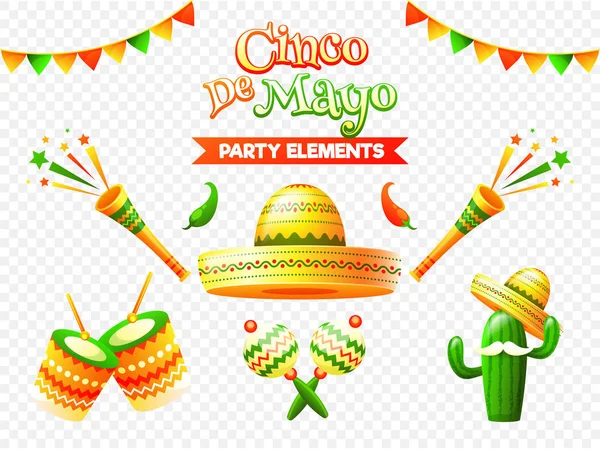 Cinco De Mayo flyer or poster on png background with decoration — Stock Vector