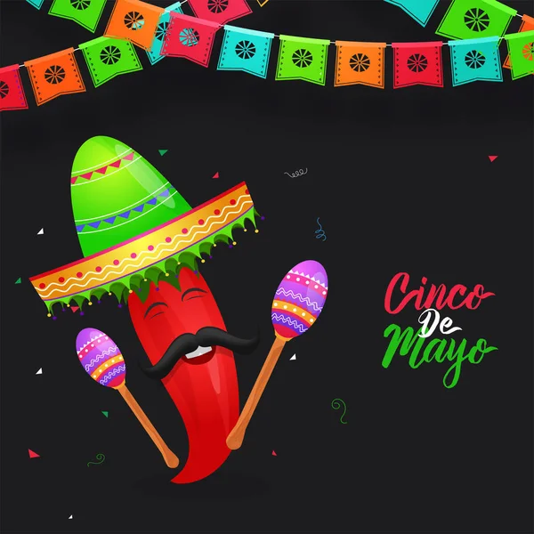 Cinco De Mayo affiche de célébration ou flyer avec décoration de pain — Image vectorielle