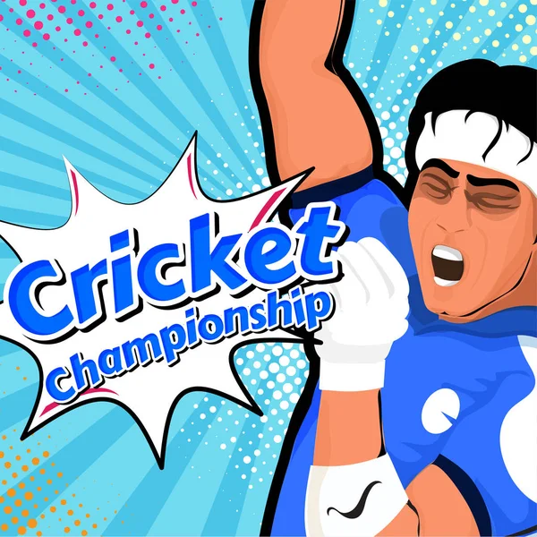 Giocatore di cricket in posa vincente con sfondo astratto per Cric — Vettoriale Stock