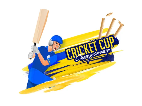 Cricket Cup kampioenschap flyer of poster met batsman klaar tot en met h — Stockvector