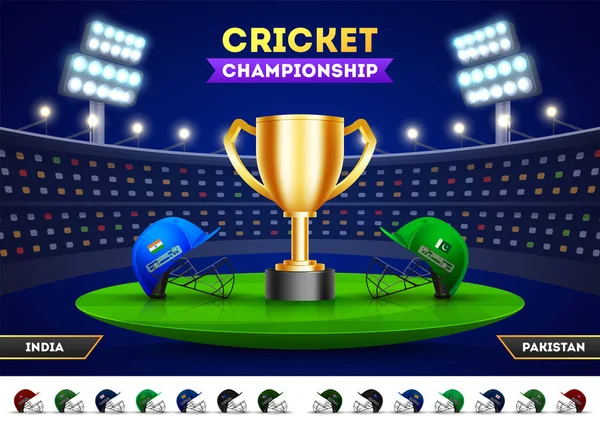 Cartaz ou panfleto do Campeonato de Críquete com correspondência entre a índia e — Vetor de Stock
