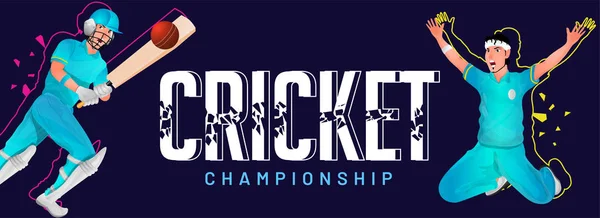 Критический заголовок чемпионата или дизайн баннера с игроком в крикет — стоковый вектор